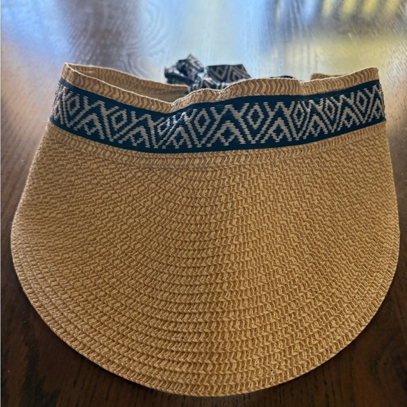 sea and grass Other - Sea and Grass Straw Visor with Navy Geometric Trim - Women
